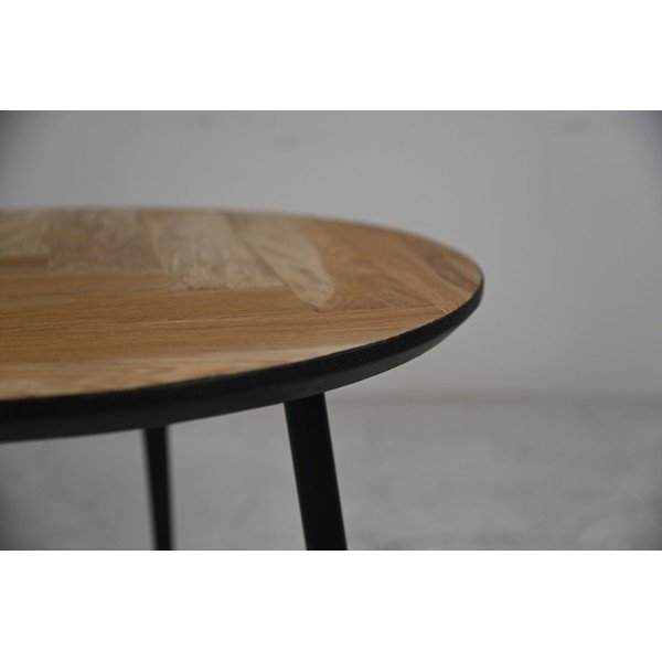 Czarny okrągły stolik z drewna dębowego ø 60 cm Fishbone – HSM collection-image-1