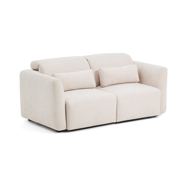 Beżowa częściowo rozkładana sofa z tkaniny szenilowej z szezlongiem 180 cm Lares – Kave Home-image-3