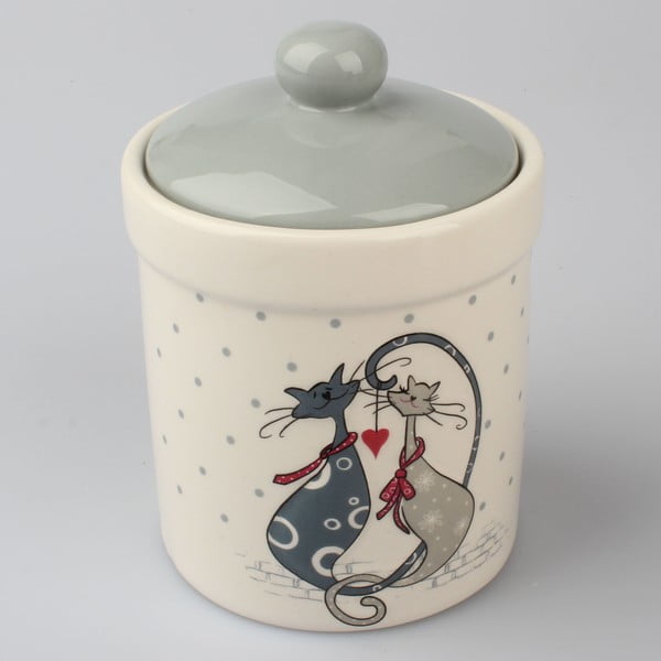 Ceramiczny pojemnik z przykrywką Dakls Cats Couple