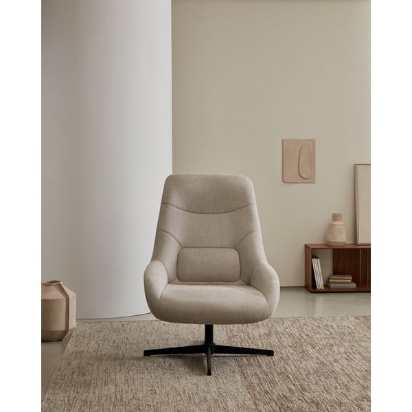 Musztardowy fotel z materiału bouclé Celida – Kave Home-image-1