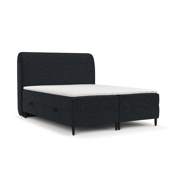Czarne łóżko boxspring ze schowkiem 200x200 cm Melba – Maison de Rêve
