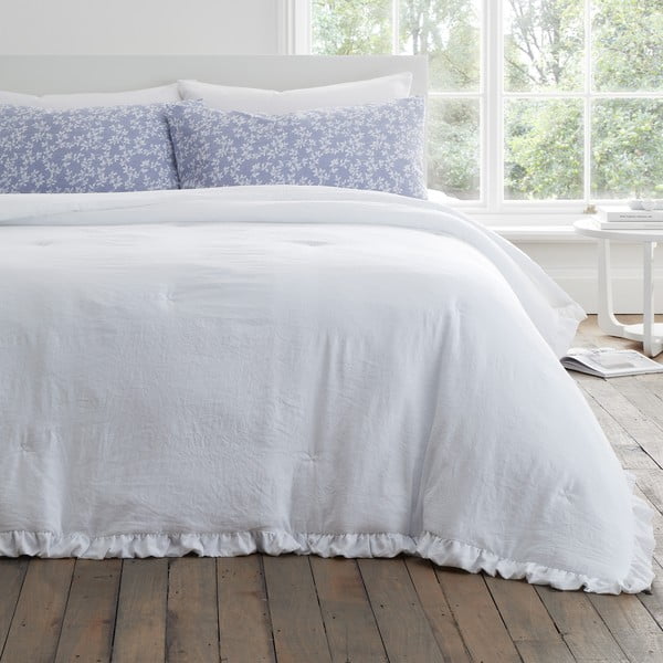 Biała narzuta na łóżko dwuosobowe 220x230 cm Soft Washed Frill – Bianca