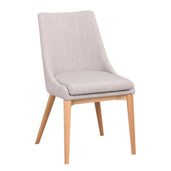 Jasnoszare tapicerowane krzesło do jadalni z brązowymi nogami Rowico Bea