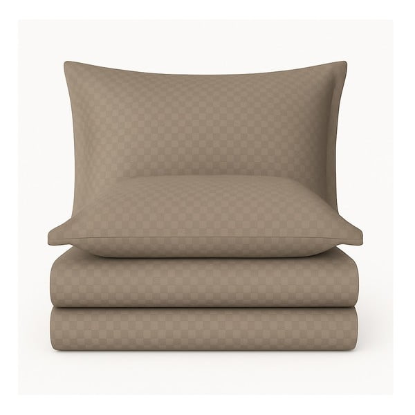 Brązowa pościel dwuosobowa z bawełny renforcé 240x220 cm Checkered – Mila Home Luxury