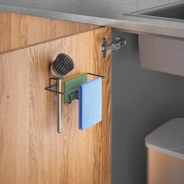 Metalowy organizer do zlewu w kolorze matowej czerni bez wiercenia Lava – Metaltex-image-2