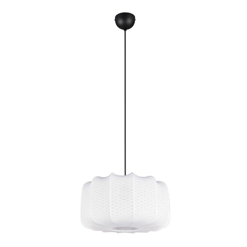 Biała metalowa lampa wisząca z tekstylnym kloszem ø 40 cm Madleine – Reality