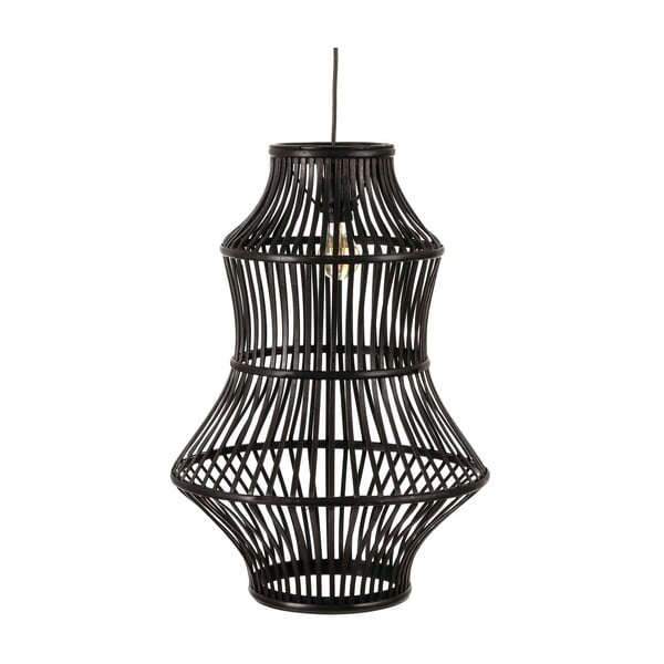 Czarna lampa wisząca z bambusu Tropicho, ⌀ 40 cm