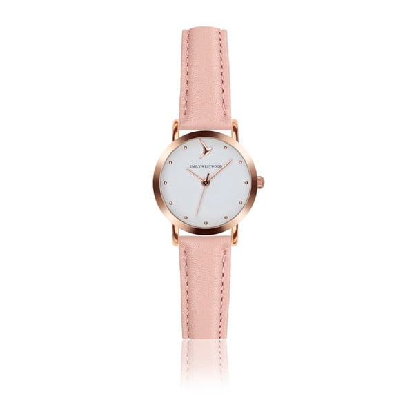 Zegarek damski z jasnoróżowym paskiem ze skóry Emily Westwood Vintage