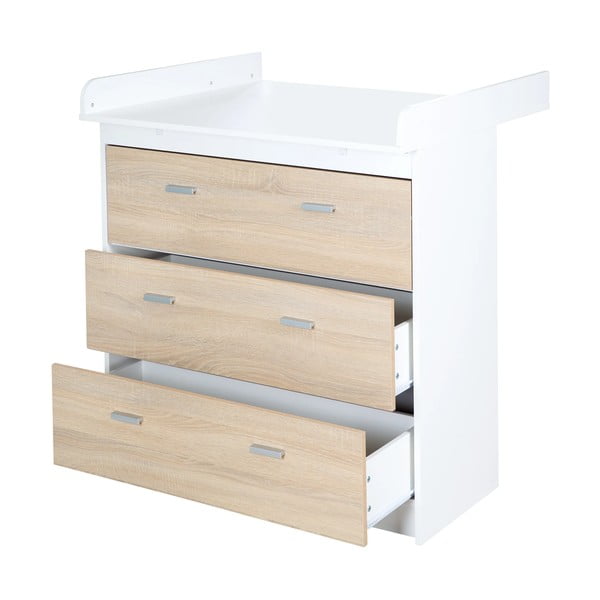 Biała/naturalna wysoka komoda dziecięca w dekorze dębu z przewijakiem 89x98 cm Gabriella – Roba-image-3
