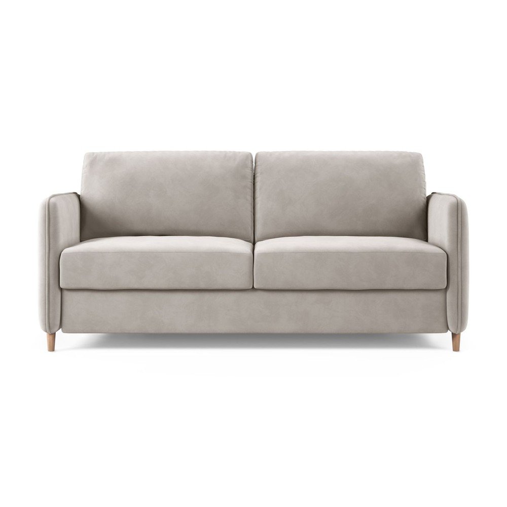 Beżowa aksamitna sofa do spania 184 cm Simo – Micadoni