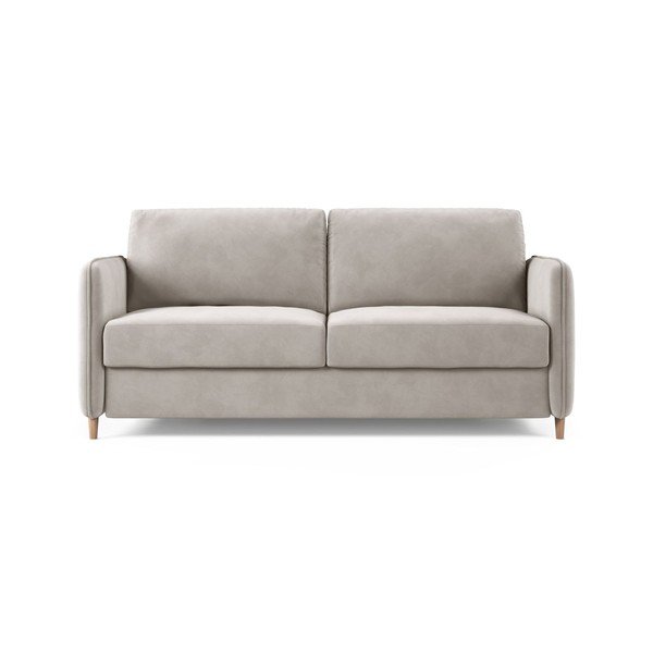 Beżowa aksamitna sofa do spania 184 cm – Micadoni 