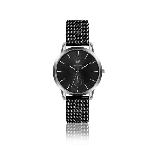 Zegarek męski z paskiem ze stali nierdzewnej w kolorze czarnym Paul McNeal Cassio