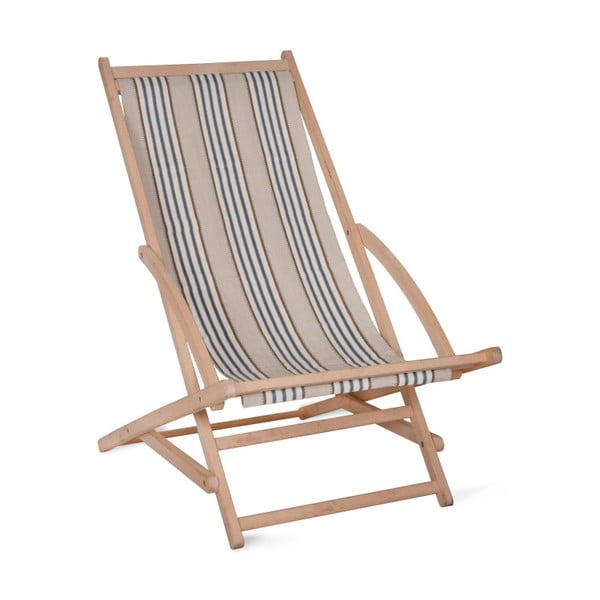 Leżak ogrodowy z konstrukcją z drewna bukowego Garden Trading Rocking Deck Chair Clay Stripe