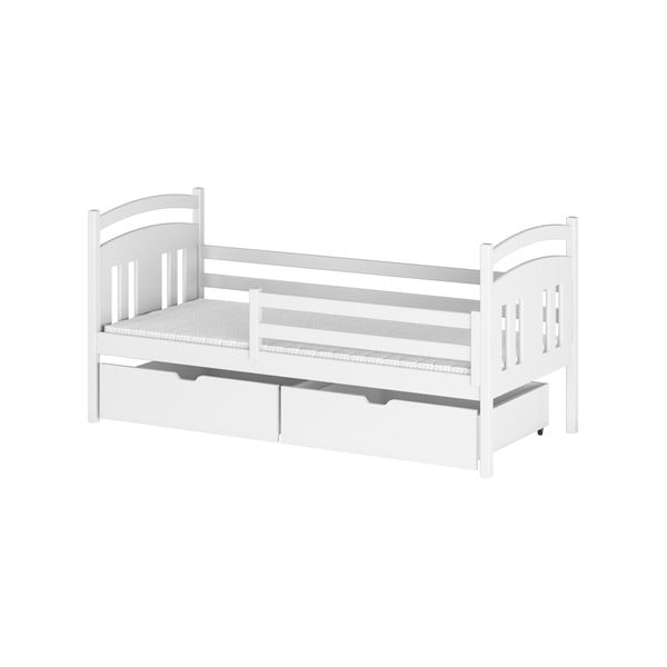 Białe łóżko dziecięce z drewna sosnowego ze schowkiem 80x160 cm Kate – Lano Meble