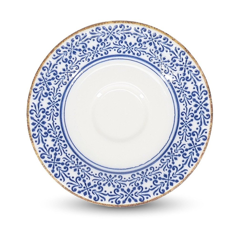 Biały/niebieski porcelanowy spodek ø 14 cm Azul – BonBistro