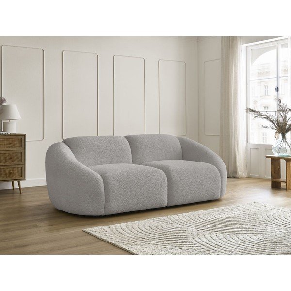 Jasnoszara sofa z materiału bouclé 230 cm Tina – Bobochic Paris-image-4