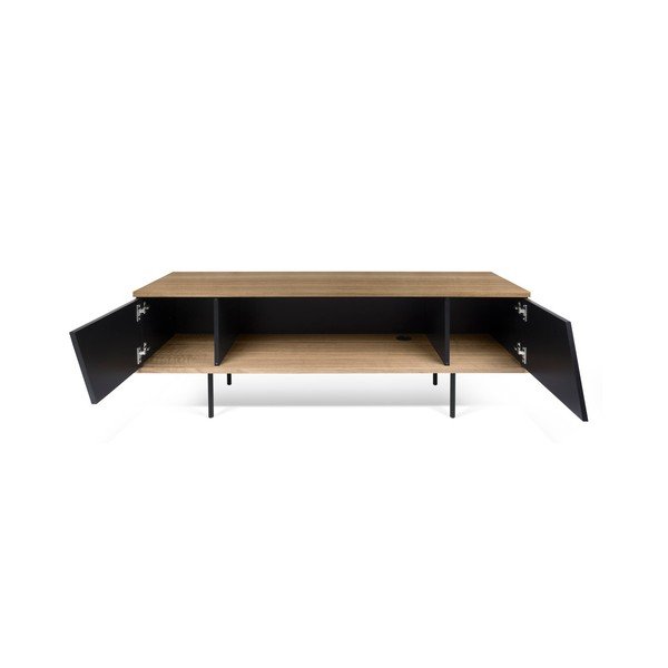 Szafka pod TV w dekorze drewna orzecha z czarnymi detalami TemaHome Dixie-image-1