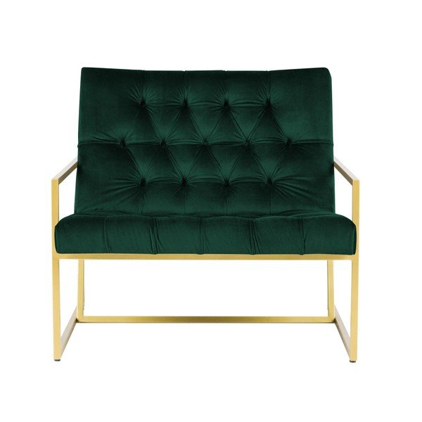 Zielony fotel z konstrukcją w kolorze złota Mazzini Sofas Bono-image-2