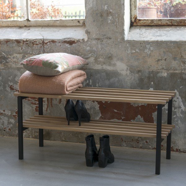 Czarna/w naturalnym kolorze metalowa szafka na buty 100x45x34 cm Rizzoli – Spinder Design-image-4