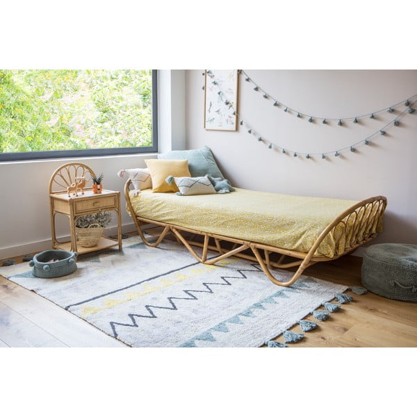 Kremowy bawełniany dywan dziecięcy tkany ręcznie odpowiedni do prania 120x160 cm Azteca Vintage Blue – Lorena Canals-image-4