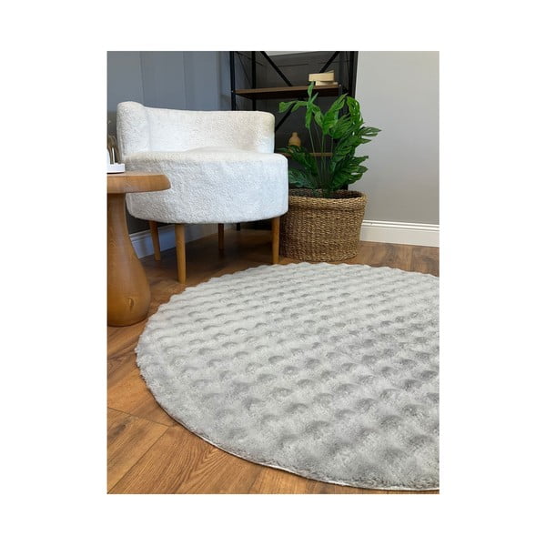 Szary okrągły dywan odpowiedni do prania ø 120 cm Bubbly – Oyo Concept-image-3