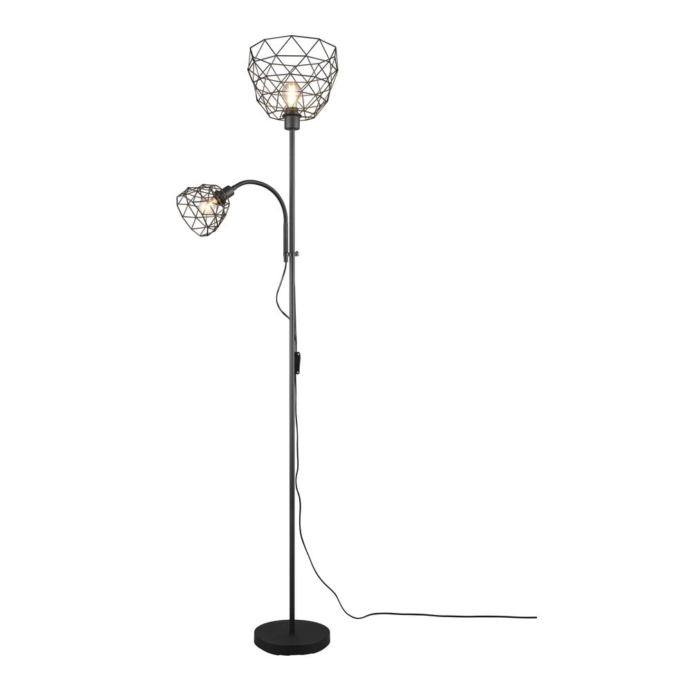 Czarna lampa stojąca z metalowym kloszem (wys. 180 cm) Haval – Reality