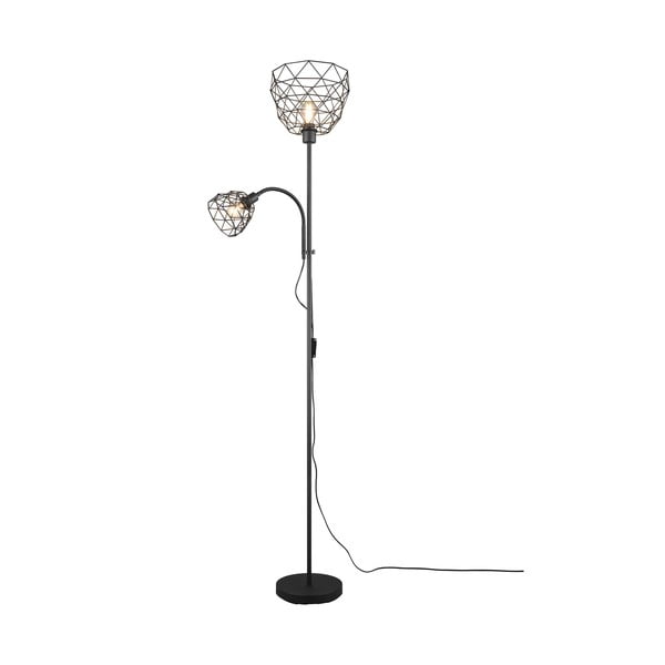 Czarna lampa stojąca z metalowym kloszem (wys. 180 cm) Haval – Trio