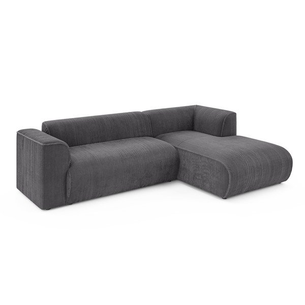 Ciemnoszary sztruksowy narożnik (prawostronny/z szezlongiem) Merid  – Ropez-image-2