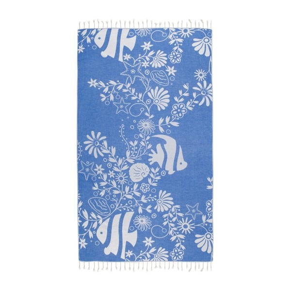 Niebieski ręcznik hammam Kate Louise Helene, 165x100 cm