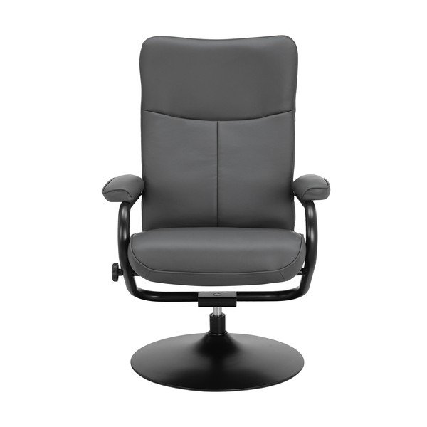 Szary fotel wypoczynkowy z imitacji skóry z podnóżkiem Istad – Støraa-image-2