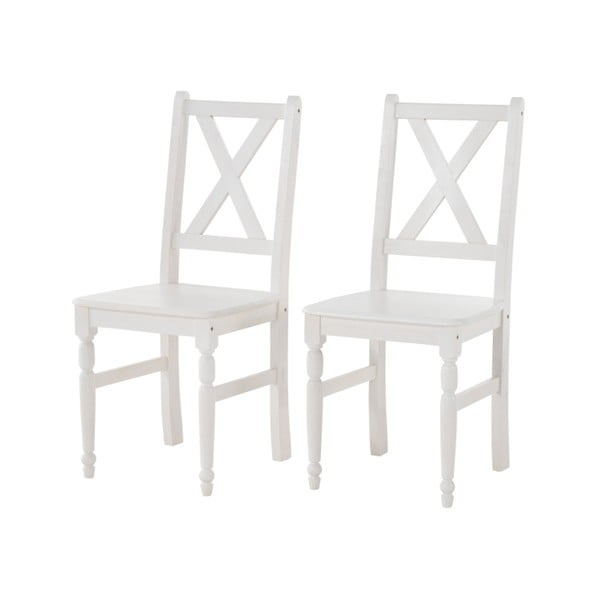 Zestaw 2 białych krzeseł do jadalni z litego drewna sosnowego Støraa Normann