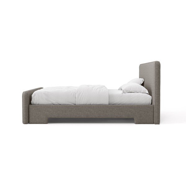 Szare tapicerowane łóżko dwuosobowe ze stelażem 140x200 cm Eda – Micadoni -image-3