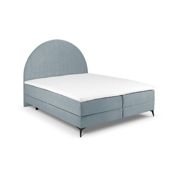 Jasnoniebieskie łóżko boxspring ze schowkiem 180x200 cm Sunrise – Cosmopolitan Design