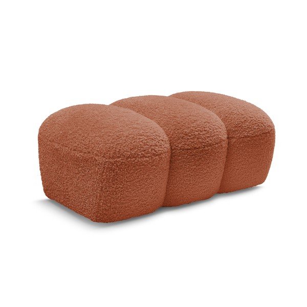 Ceglasty podnóżek z materiału bouclé Hippolyte – Bobochic Paris-image-3