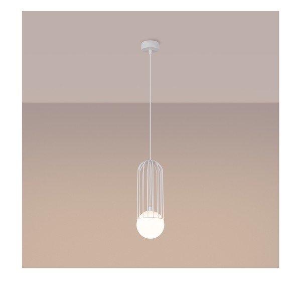 Biała lampa wisząca ze szklanym kloszem Belinda – Sollux-image-2