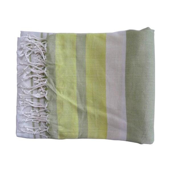 Seledynowy ręcznik tkany ręcznie z wysokiej jakości bawełny Hammam Rio, 100x180 cm