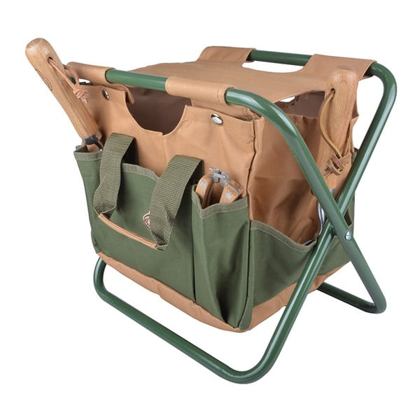Składane krzesełko z torbą i kieszonkami na akcesoria ogrodowe Esschert Design Pond