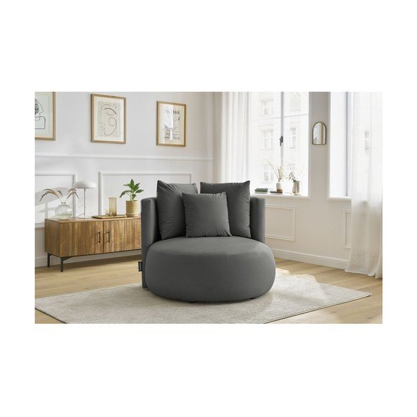 Jasnoszary aksamitny fotel Cesar – Bobochic Paris-image-1