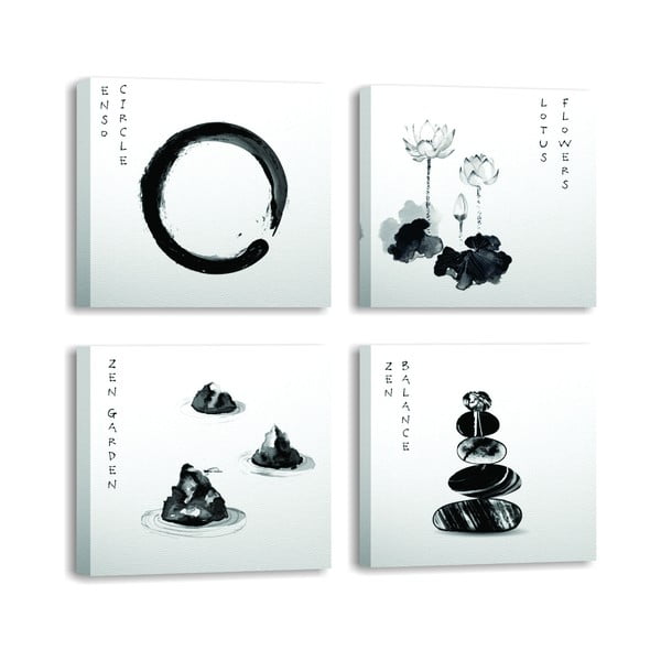 Obrazy zestaw 4 szt. 30x30 cm Japanese Zen – Wallity
