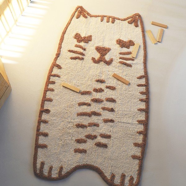 Kremowy bawełniany dywan dziecięcy tkany ręcznie odpowiedni do prania 65x120 cm Little Charlie – Nattiot-image-1