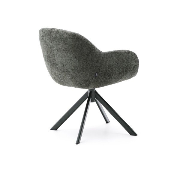 Ciemnozielony tapicerowany fotel jadalniany z podłokietnikami Dorina – Kave Home-image-4