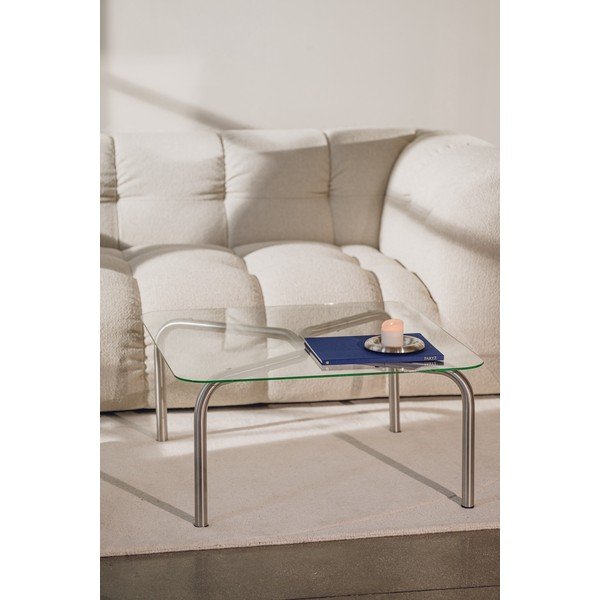 Stolik ze szklanym blatem w kolorze srebra 60x80 cm Uku – noo.ma-image-2