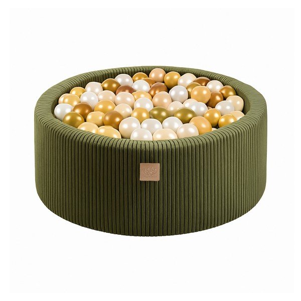 Sztruksowy basen z kulkami w kolorze khaki 90x90x30 cm Montessori – Meowbaby