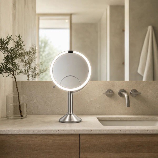 Lustro z oświetleniem/powiększające (powiększenie 5x/powiększenie 10x) kosmetyczne ø 20 cm Trio – simplehuman-image-1