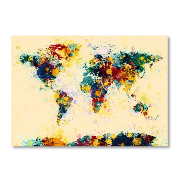 Plakat z kolorową mapą świata Americanflat Colors, 60x42 cm