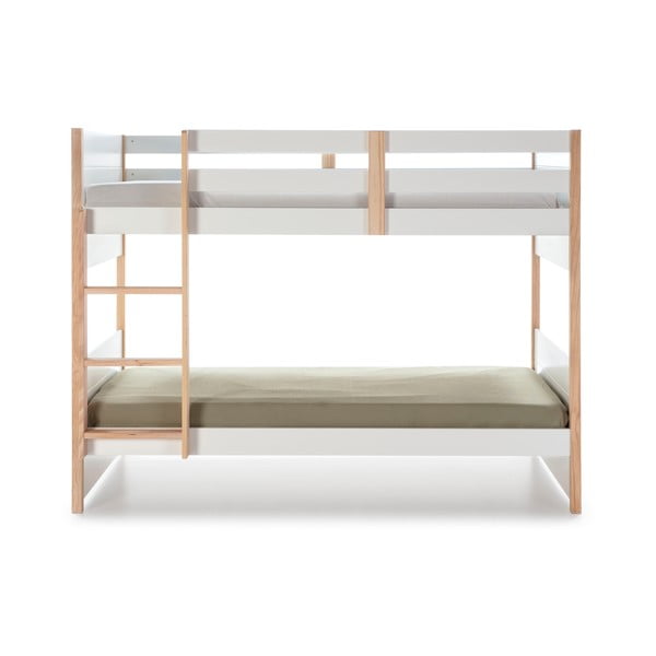 Białe łóżko piętrowe dla dzieci z drewna sosnowego Marckeric Kiara, 90x190 cm-image-3