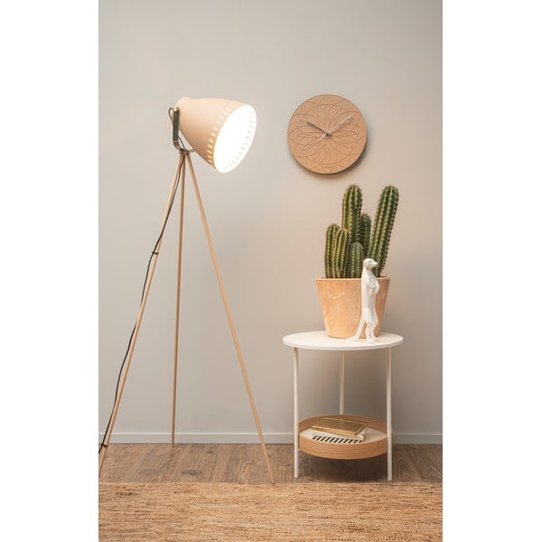 Piaskowobrązowa lampa stojąca z detalami w kolorze srebra Leitmotiv Mingle-image-1