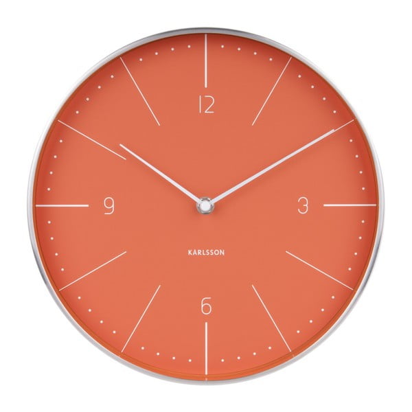 Jasnoczerwony zegar z elementami w kolorze srebra Karlsson Normann, ⌀ 28 cm