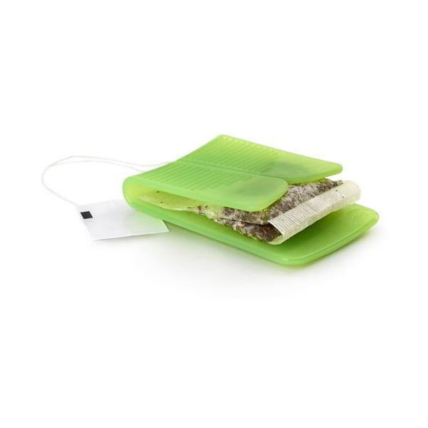 Silikonowa kieszonka na torebkę herbaty, zielona