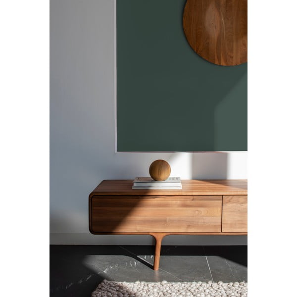 Brązowa szafka pod TV z litego drewna orzechowego 220x45x45 cm Fawn – Gazzda-image-3